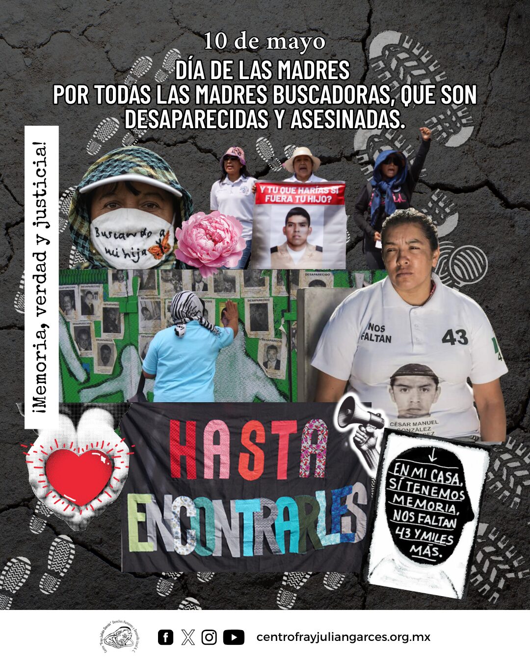 10 de mayo Día de las madres buscadoras, desaparecidas y asesinadas. 2025, CFJG